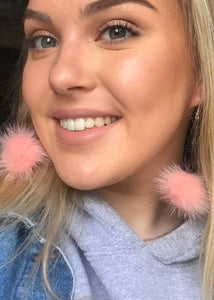 cute fur pom pom earings
