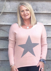 Star Knit Jumper In Pink - Feathers Of Italy 