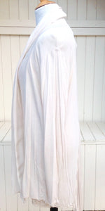 Silk and Jersey Flute layered front detail Wrap in Vanilla One Size - Feathers Of Italy 