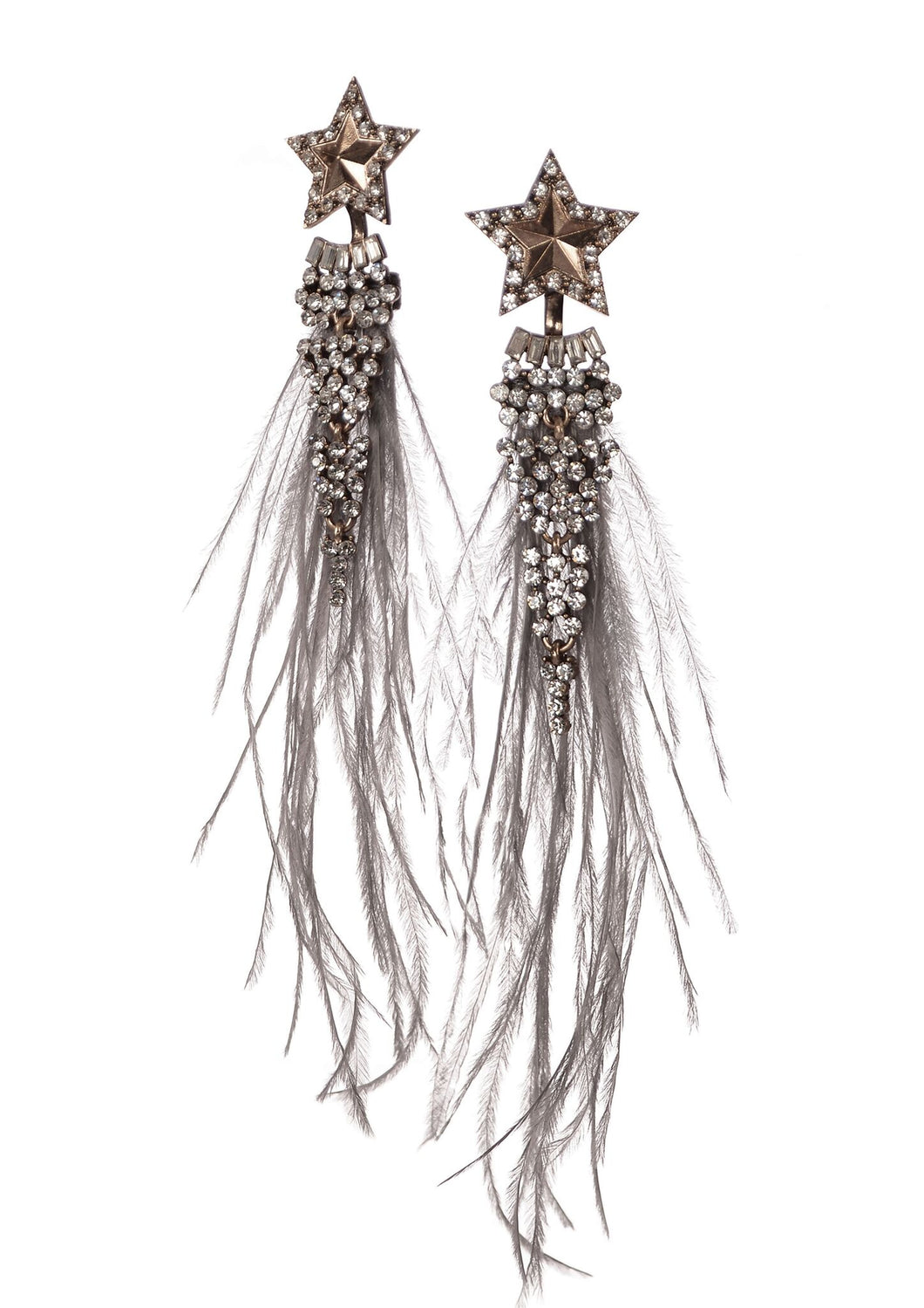 Limited Edition Wishing on A Star Earrings - Grey Mixed Crystal - Feathers Of Italy 