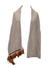 Load image into Gallery viewer, Naples Cashmere Scarf with Feather Trim in Beige - Feathers Of Italy 
