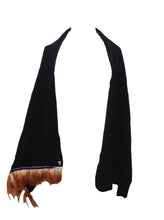 Load image into Gallery viewer, Naples Cashmere Scarf with Feather Trim in Navy - Feathers Of Italy 
