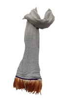 Load image into Gallery viewer, Naples Cashmere Scarf with Feather Trim in Grey - Feathers Of Italy 
