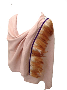 Naples Cashmere Scarf with Feather Trim in Pink - Feathers Of Italy 