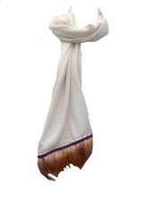 Load image into Gallery viewer, Naples Cashmere Scarf with Feather Trim in Cream - Feathers Of Italy 
