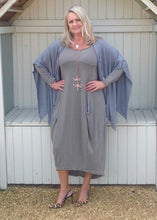 Load image into Gallery viewer, Santa Christina Button Poncho in Grey - Feathers Of Italy 

