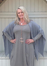 Load image into Gallery viewer, Santa Christina Button Poncho in Grey - Feathers Of Italy 
