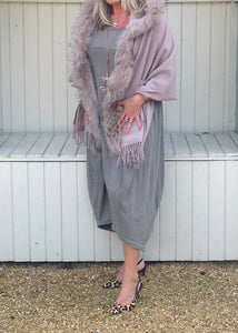 Nia Pouch Maxi Dress in Soft Beige - Feathers Of Italy 