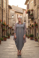 Nia Pouch Maxi Dress in Soft Beige - Feathers Of Italy 
