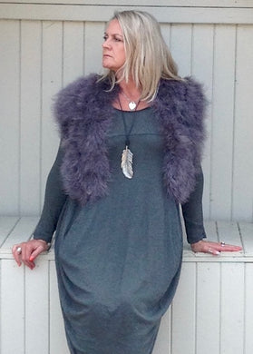 Marabou Feather Collar in Grey Lilac & Mocha - Feathers Of Italy 