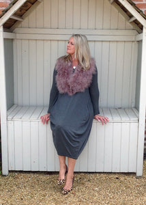 Marabou Feather Collar in Grey Lilac & Mocha - Feathers Of Italy 