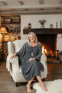 Nia Pouch Maxi Dress in Grey - Feathers Of Italy 