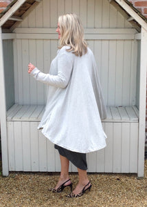 Swing Top with Cowl in Light Grey - Feathers Of Italy 