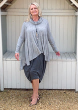 Load image into Gallery viewer, Swing Top with Cowl in Marl Grey - Feathers Of Italy 
