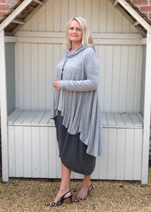 Swing Top with Cowl in Marl Grey - Feathers Of Italy 