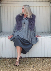 Swing Top with Cowl in Charcoal Marl - Feathers Of Italy 