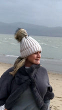 Load image into Gallery viewer, florence knitted diamonte real fur bobble hat
