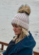 Load image into Gallery viewer, florence knitted diamonte real fur bobble hat
