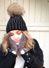 Load image into Gallery viewer, Vienna Gloves With Fur Pom Pom Trim in pale Grey - Feathers Of Italy 
