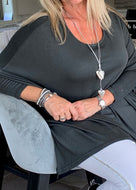 Gauli Oversized Top in Grey - Feathers Of Italy 