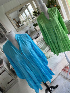 Milan Casual Satin Smock Dress - Green