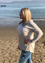 Load image into Gallery viewer, Raggy Edge Silk Layer Top in Stone Made In Italy By Feathers Of Italy One Size - Feathers Of Italy 
