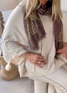 Mondial Poncho in Vanilla - Feathers Of Italy 