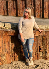 Load image into Gallery viewer, Raggy Edge Silk Layer Top in Stone Made In Italy By Feathers Of Italy One Size - Feathers Of Italy 
