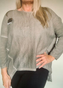 Lana Soft Knit in Dark Slate with Crown and Wings logo - Feathers Of Italy Exclusive Limited Edition