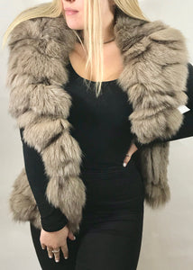 Luxury Fur Gilet in Mocha - Feathers Of Italy 