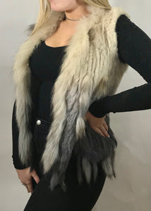 Luxury Coney Fur stunning Two Tone short Fur Gilet with bottom edge detail by Feathers Of Italy One Size - Feathers Of Italy 