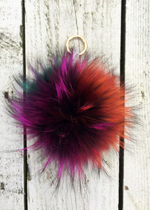 Peia Multicoloured Fur Pom Pom Keyring in Two Colours - Feathers Of Italy 