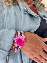 Load image into Gallery viewer, Flower Bracelet Turquoise, Hot Pink or Pink  by Feathers Of Italy
