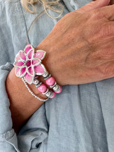 Flower Bracelet Turquoise, Hot Pink or Pink  by Feathers Of Italy