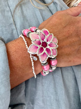 Load image into Gallery viewer, Flower Bracelet Turquoise, Hot Pink or Pink  by Feathers Of Italy
