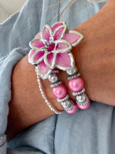 Load image into Gallery viewer, Flower Bracelet Turquoise, Hot Pink or Pink  by Feathers Of Italy
