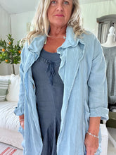 Load image into Gallery viewer, Slouch Oversized Linen Jacket in in Duck Egg Blue Made In Italy by Feathers Of Italy
