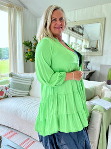 Milan Casual Satin Smock Dress - Green