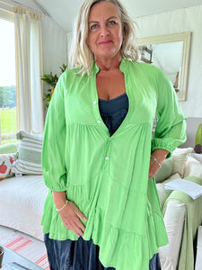 Milan Casual Satin Smock Dress - Green