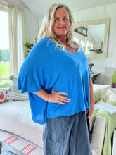 Load image into Gallery viewer, Sorrento Fine Knit Poncho - Cobalt Blue One Size Made In Italy by Feathers Of Italy
