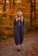 Nia Pouch Maxi Dress in Purple - Feathers Of Italy 