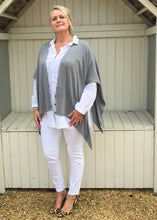 Load image into Gallery viewer, Santa Christina Button Poncho in Grey - Feathers Of Italy 
