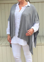 Load image into Gallery viewer, Santa Christina Button Poncho in Grey - Feathers Of Italy 
