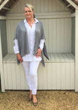 Load image into Gallery viewer, Santa Christina Button Poncho in Grey - Feathers Of Italy 
