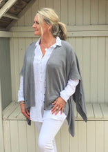 Load image into Gallery viewer, Santa Christina Button Poncho in Grey - Feathers Of Italy 
