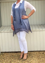 Load image into Gallery viewer, Julietta Layered Top in Vintage Blue - Feathers Of Italy 
