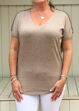 Positano Glitzy Top in Caramel - Feathers Of Italy 