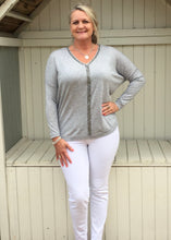Load image into Gallery viewer, Positano Glitzy Long Sleeved Jumper in Grey - Feathers Of Italy 
