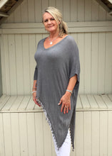 Load image into Gallery viewer, Side Detail Bobble Top Washed Grey - Feathers Of Italy 

