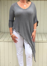 Load image into Gallery viewer, Side Detail Bobble Top Washed Grey - Feathers Of Italy 
